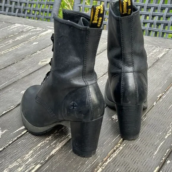 SOLD - Dr. Doc Marten’s Darcie Black High Heel Boots Womens 39 Size 8 - Picture 4 of 11
